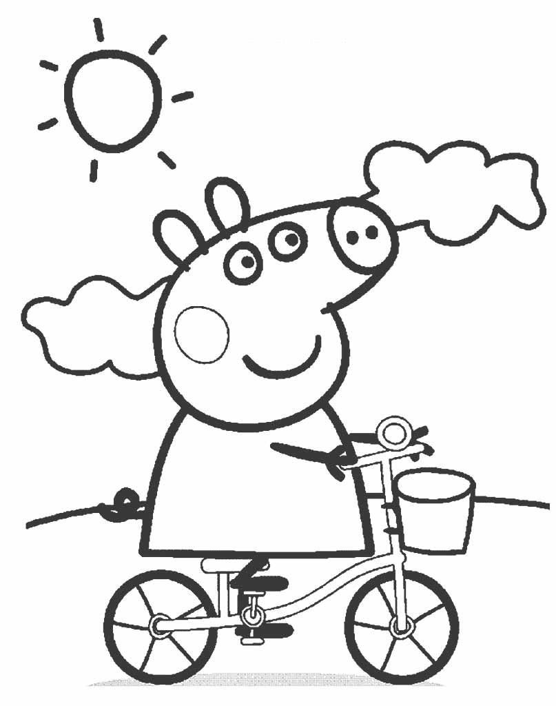 Świnka Peppa na rowerku kolorowanka